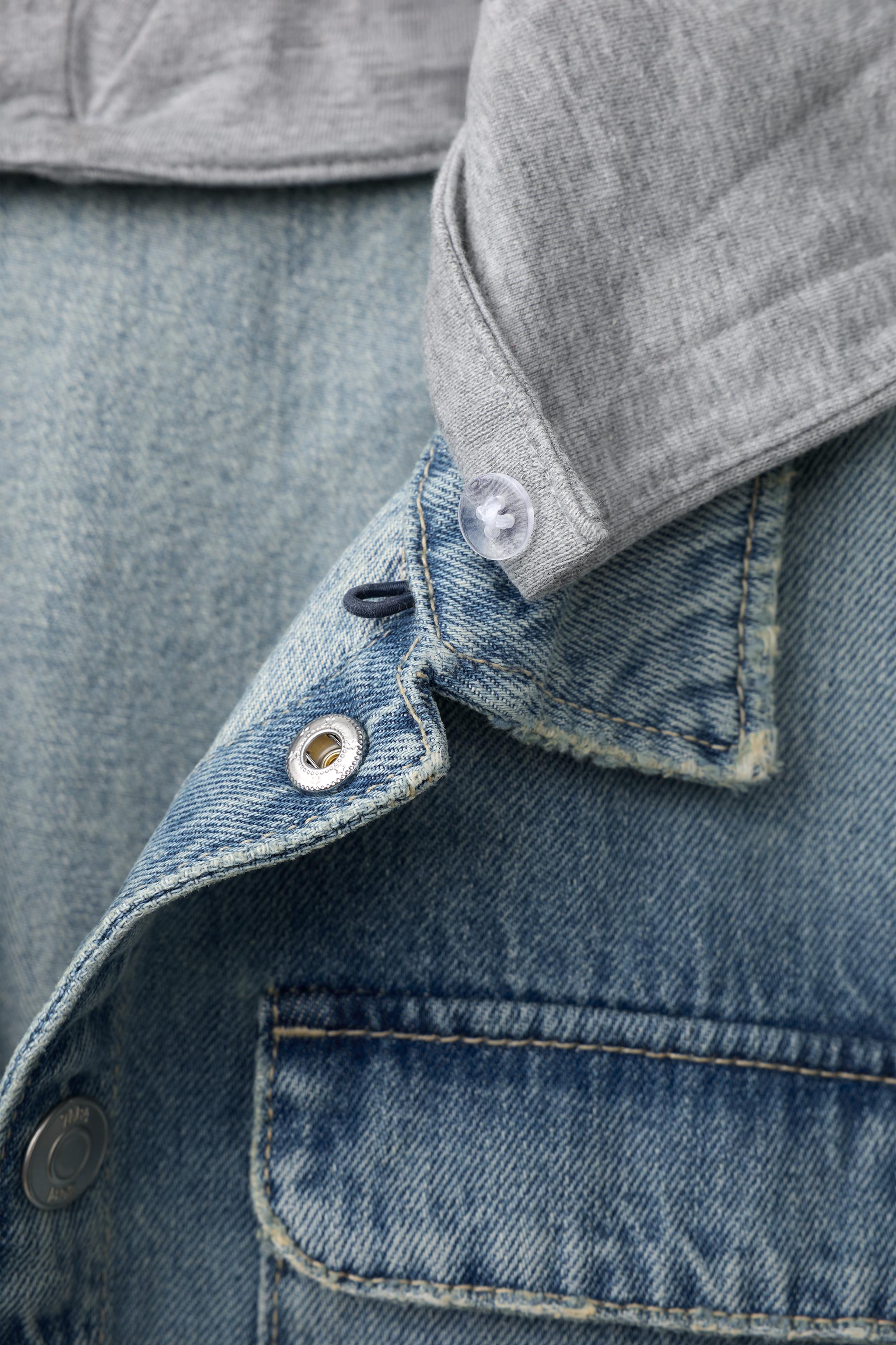 DENIM OVERSHIRT WITH REMOVABLE HOODIE